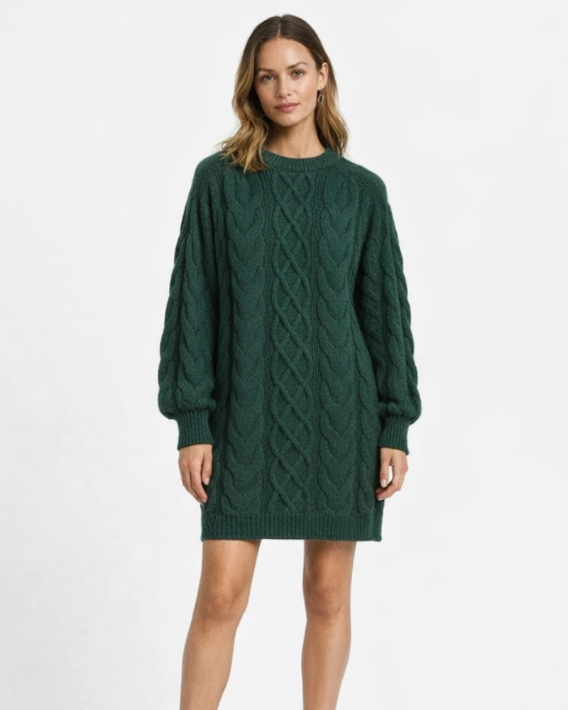 Pulover Arianna Maglione Intrecciato Donna – Pulover cu Guler Rotund Moale Elegant de Iarnă