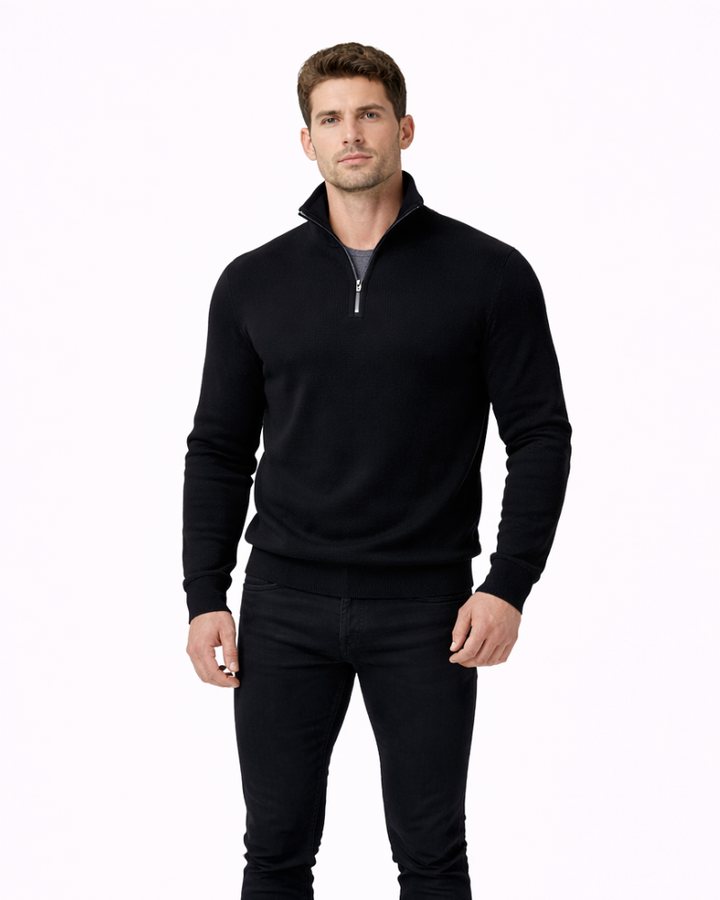 Dominic Maglione Bărbați Mezza Zip – Pulover Elegant Slim Fit Stil Modern
