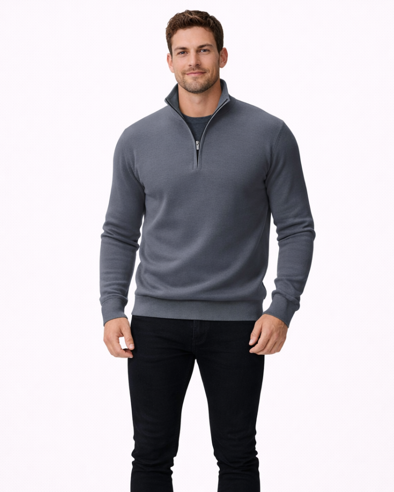 Dominic Maglione Bărbați Mezza Zip – Pulover Elegant Slim Fit Stil Modern