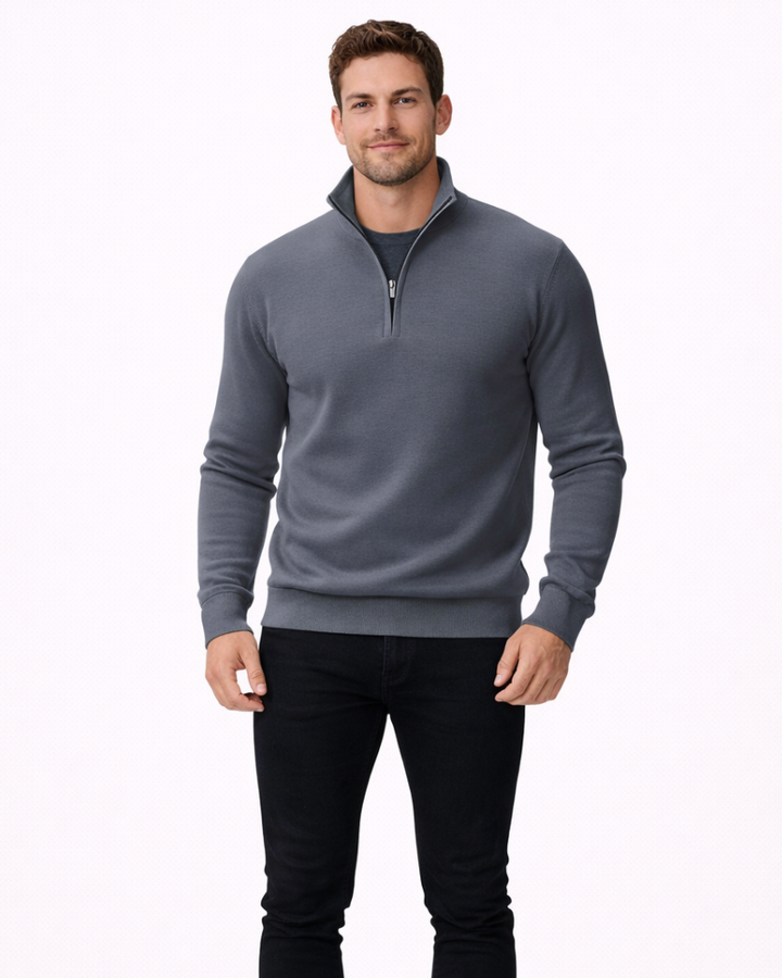 Dominic Maglione Bărbați Mezza Zip – Pulover Elegant Slim Fit Stil Modern