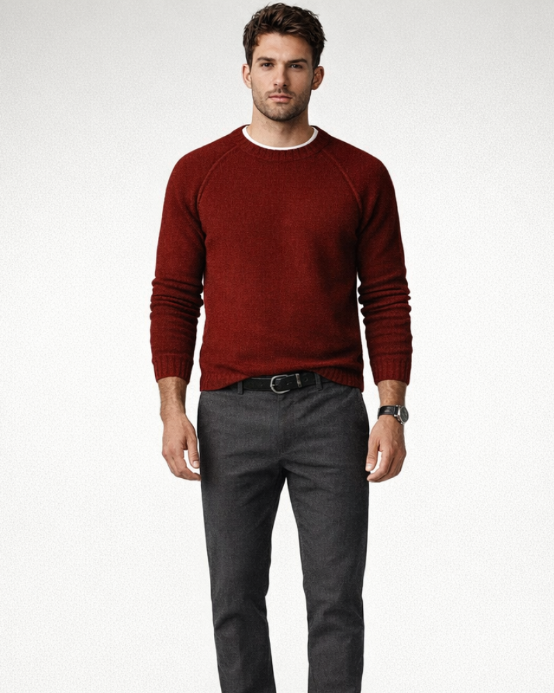 Niclas Maglione Bărbați Guler Rotund – Pulover Moale Elegant Stil Clasic Casual