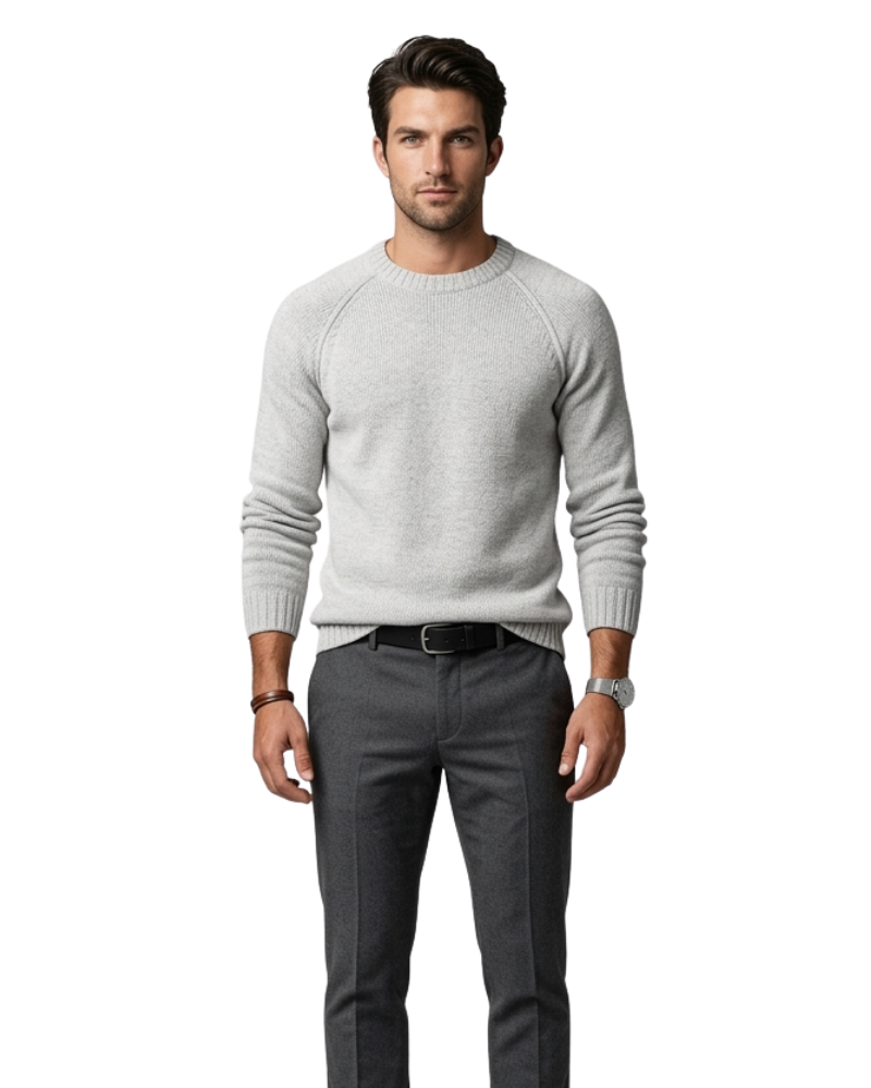 Niclas Maglione Bărbați Guler Rotund – Pulover Moale Elegant Stil Clasic Casual