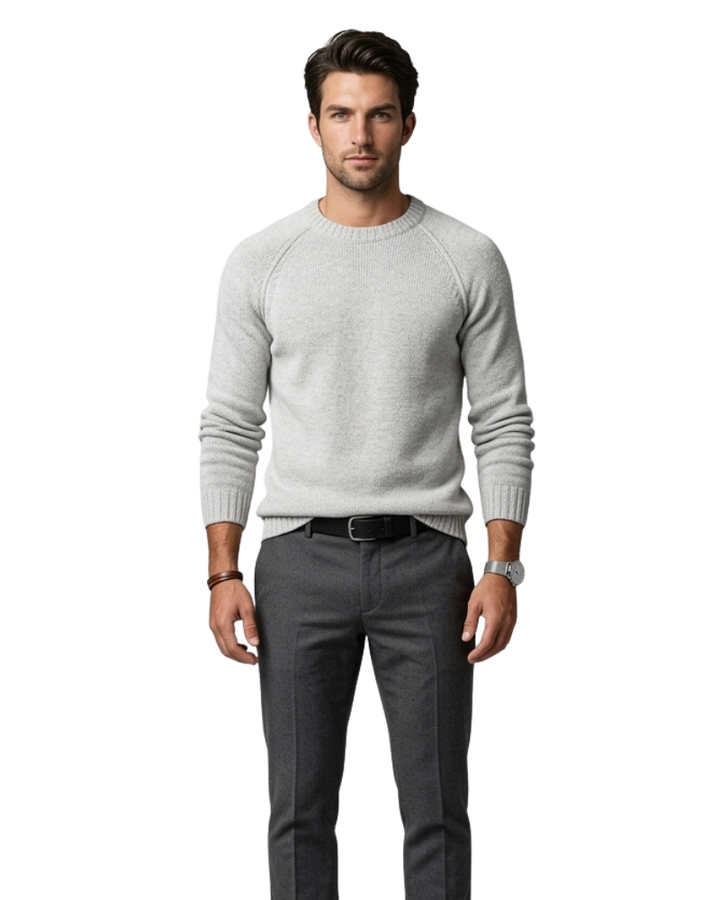 Niclas Maglione Bărbați Guler Rotund – Pulover Moale Elegant Stil Clasic Casual