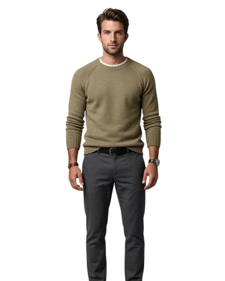 Niclas Maglione Bărbați Guler Rotund – Pulover Moale Elegant Stil Clasic Casual