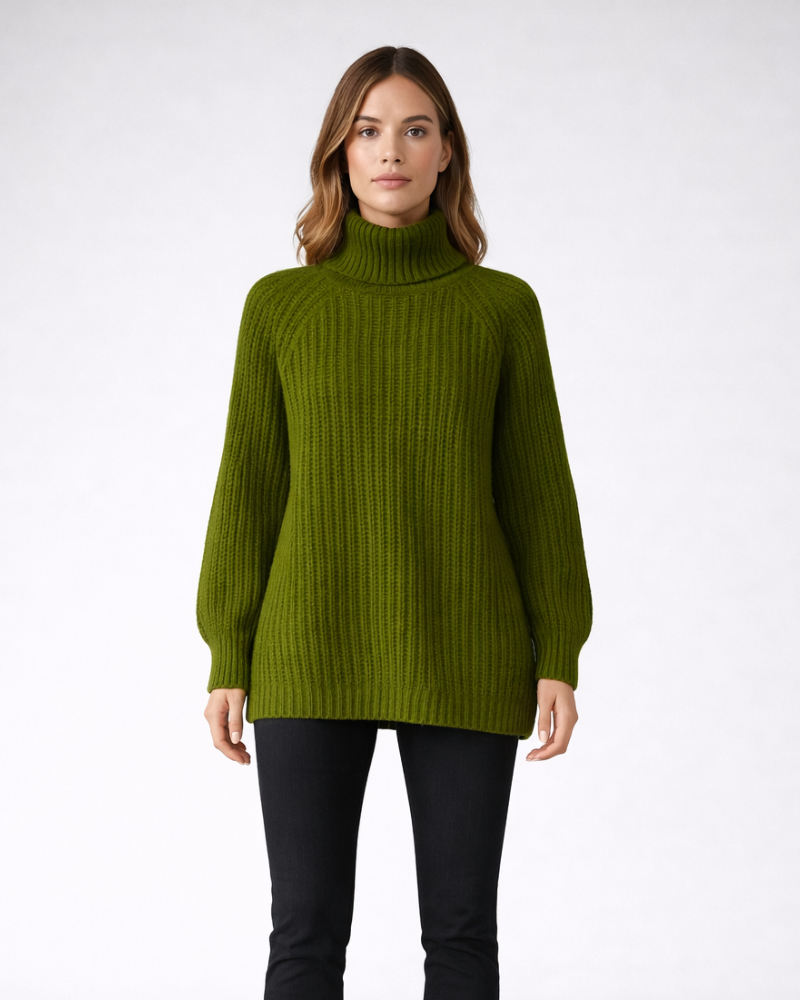 Vittoria Pulover Damă Guler Înalt Lung – Pulover de Iarnă Oversize din Tricot Gros
