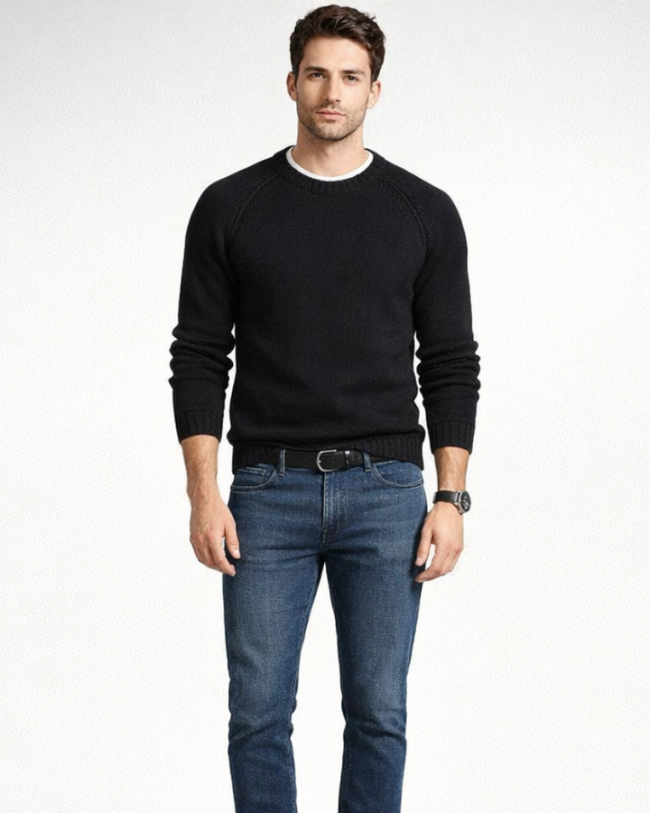 Niclas Maglione Bărbați Guler Rotund – Pulover Moale Elegant Stil Clasic Casual