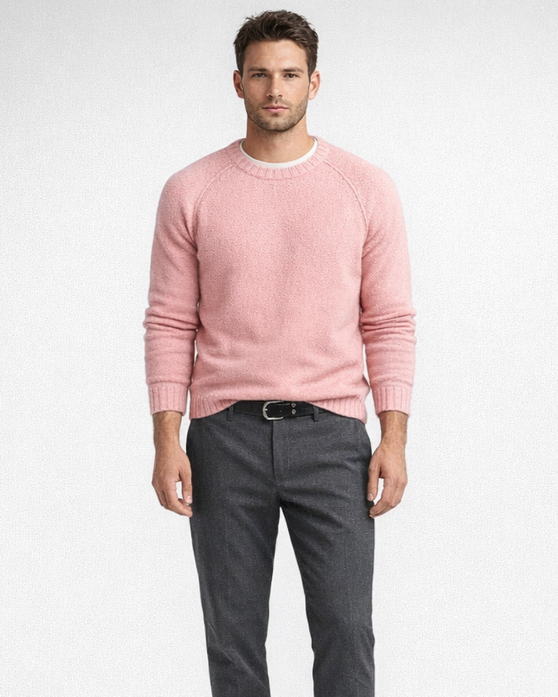 Niclas Maglione Bărbați Guler Rotund – Pulover Moale Elegant Stil Clasic Casual