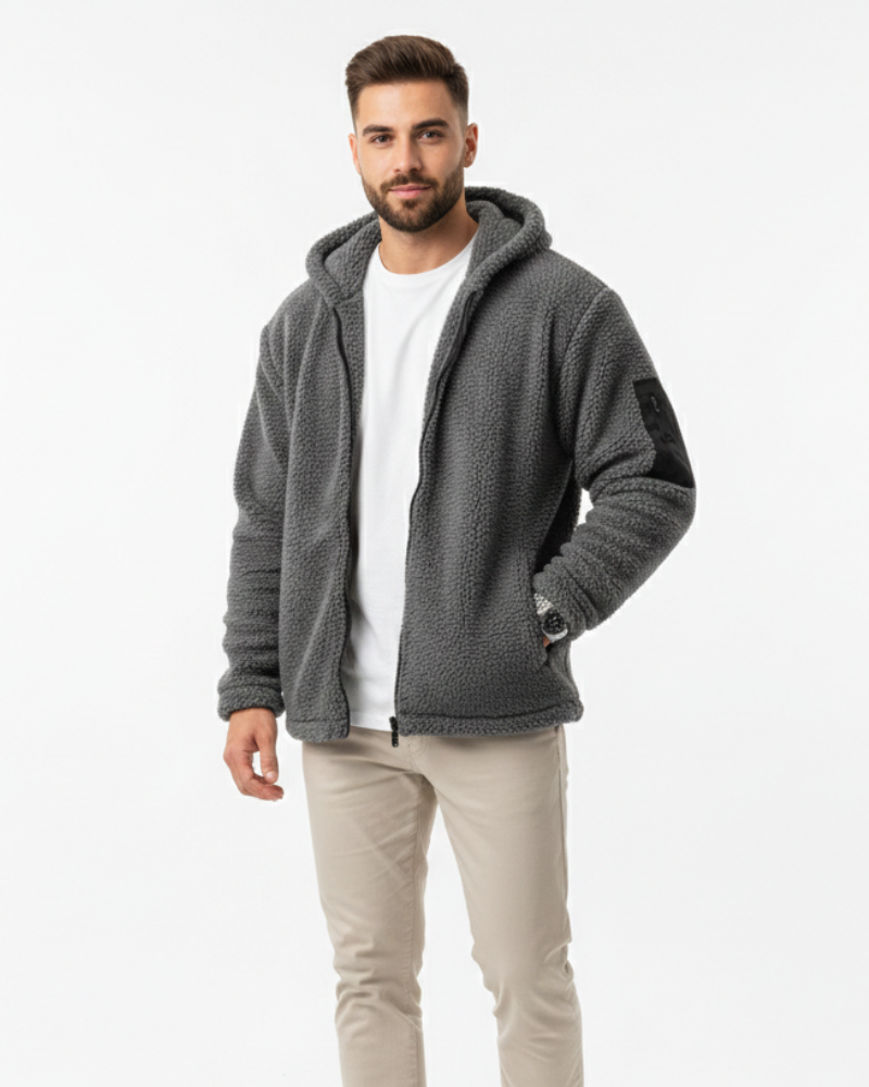 Cedric Felpa Termica Uomo con Zip e Cappuccio – Calda, Confortevole e Sportiva