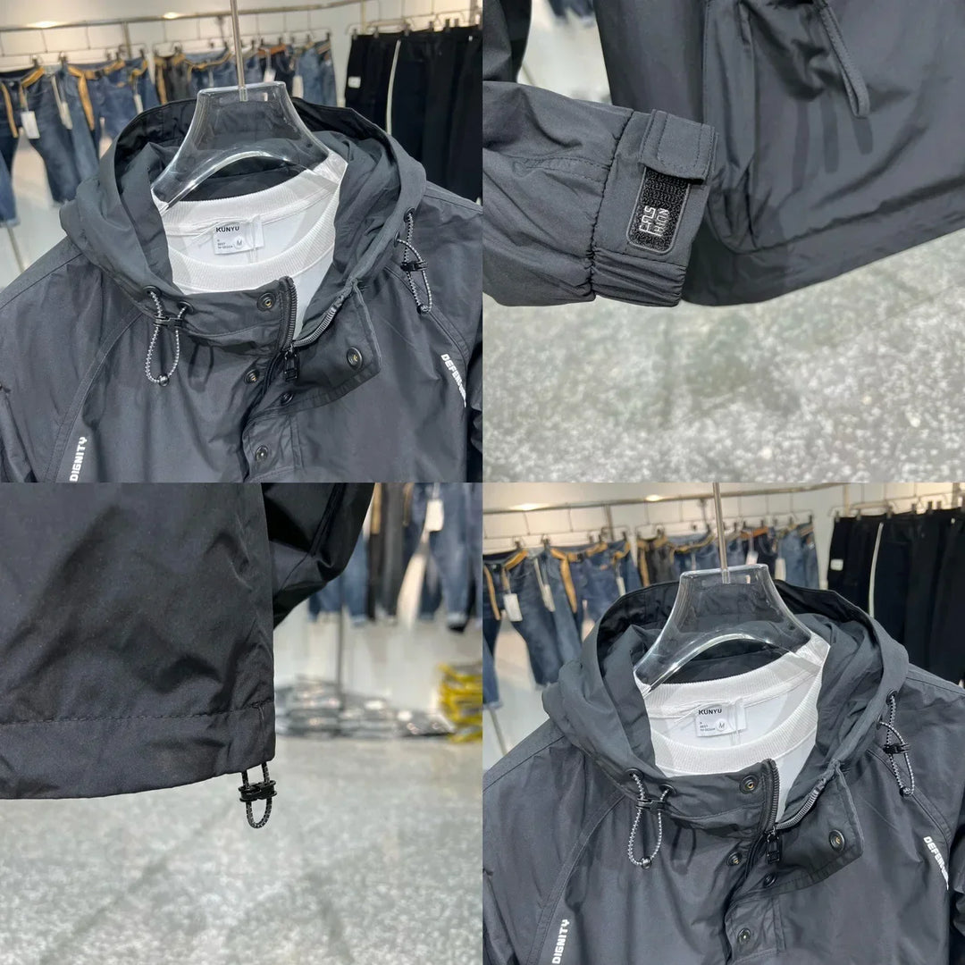 Tycho Geacă de ploaie pentru bărbați – Anorak hidrofug cu glugă și buzunar frontal