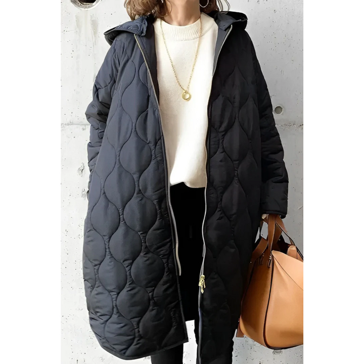 Chaqueta de invierno acolchada para mujer con cremallera | larga