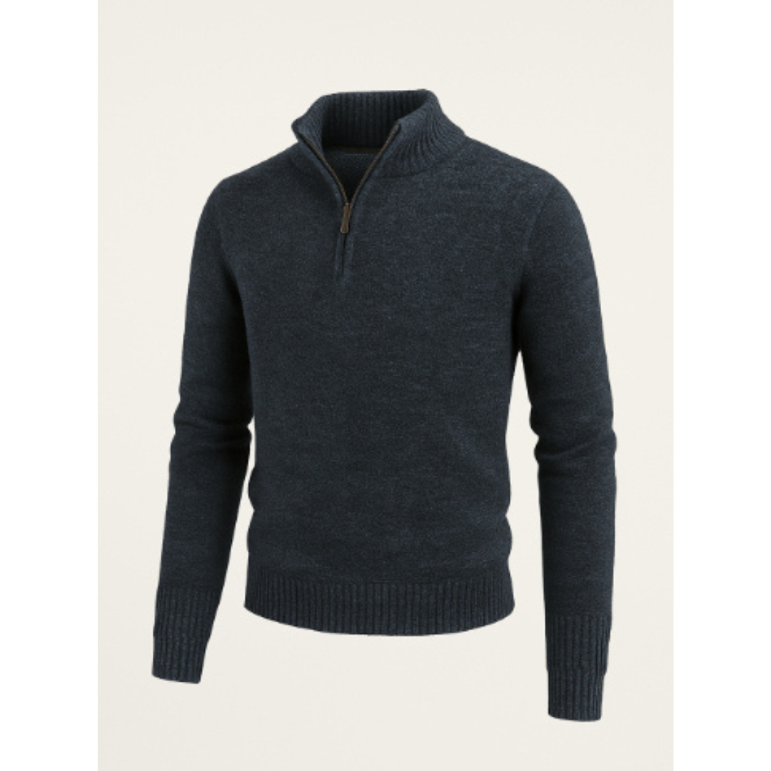 Pánský zimní pletený svetr | Poloviční zip