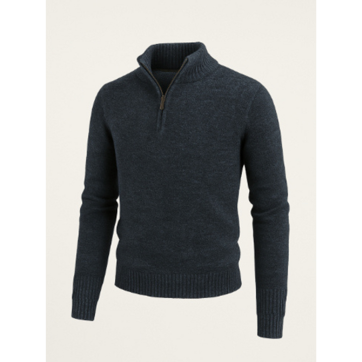 Pánský zimní pletený svetr | Poloviční zip