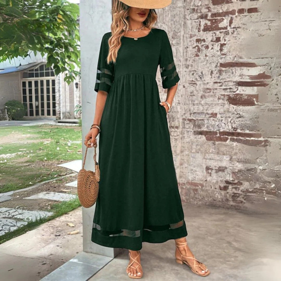 Summer Dress with Round Neck for Women | Maxi