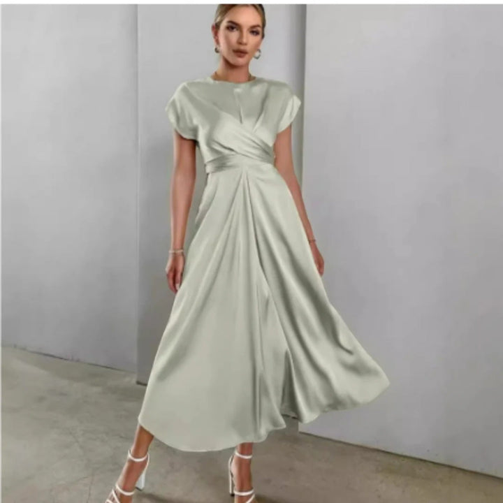 Adèle | Rochie înfășurată cu guler înalt pentru femei | Midi