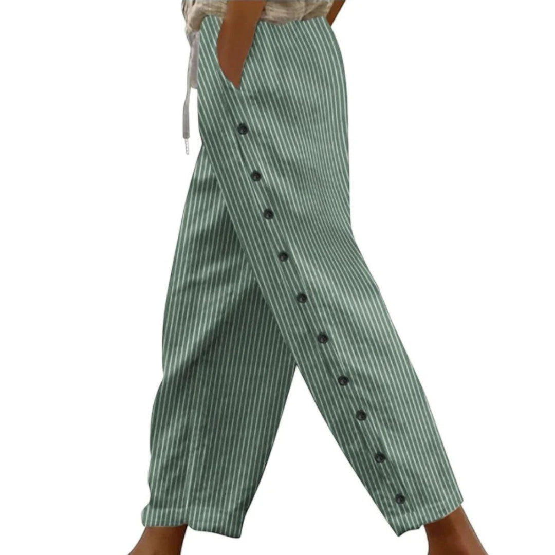 Pauline | Pantaloni cu dungi și talie înaltă pentru femei