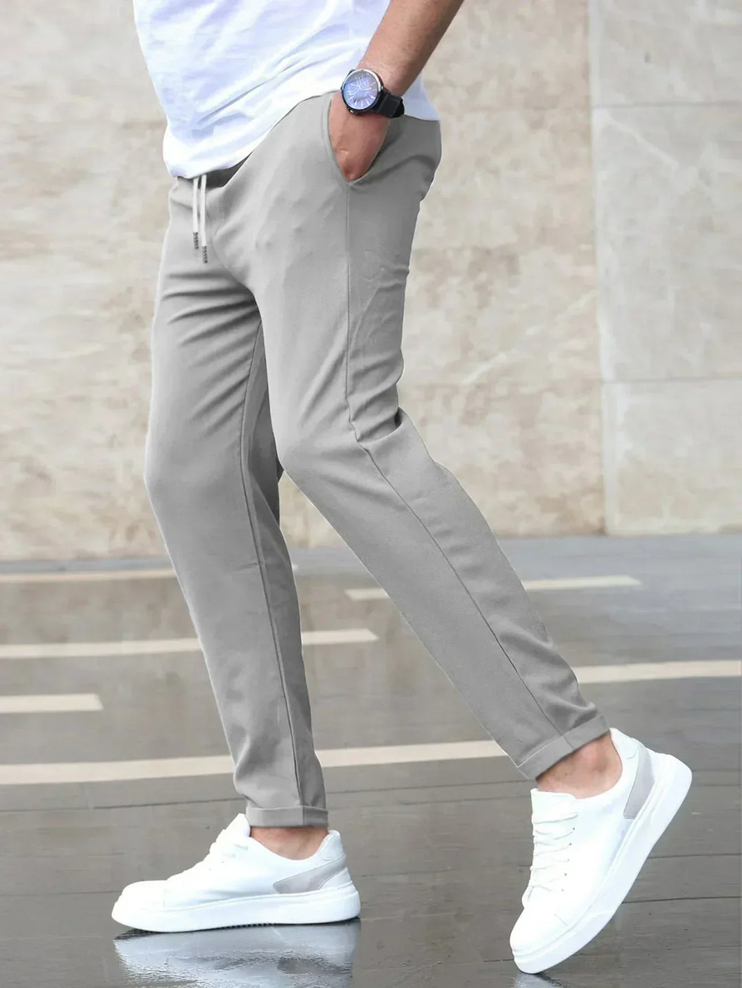 Pantaloni elastici pentru bărbați | Cu buzunar