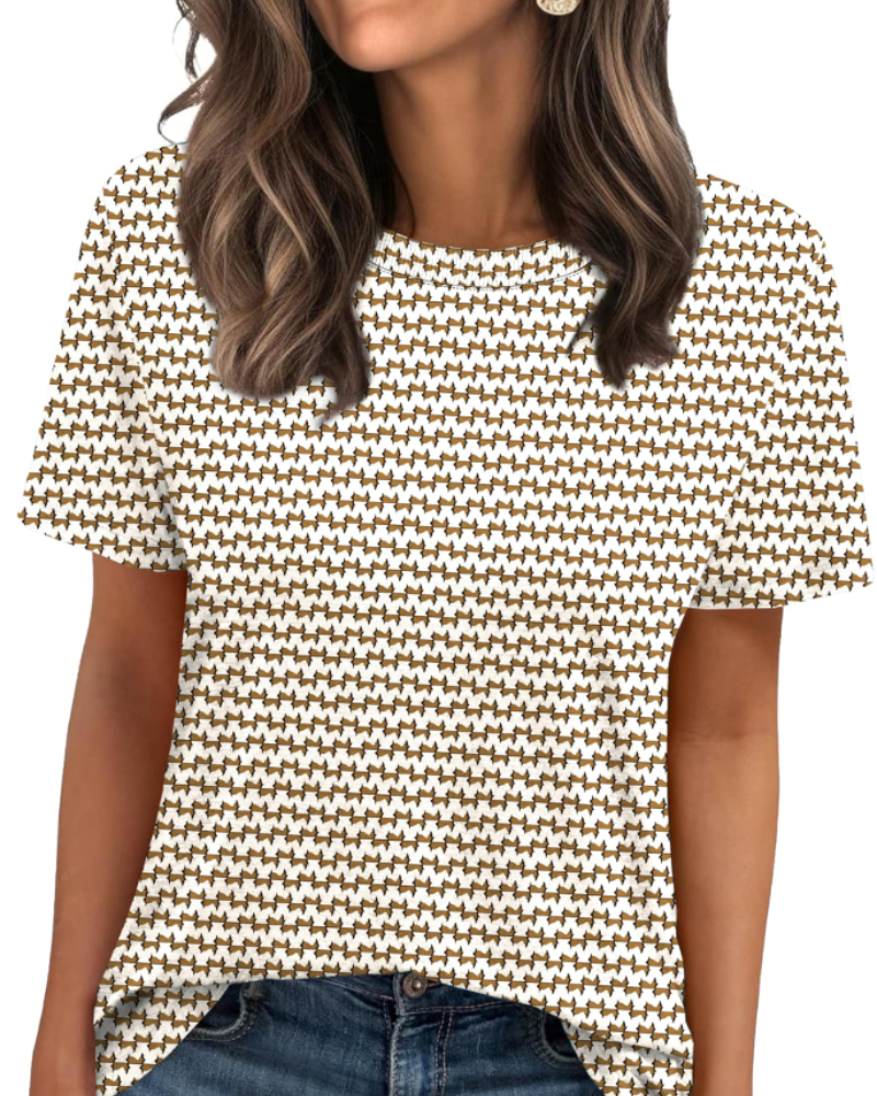 Velora Damen-T-Shirt – Rundhalsausschnitt mit Rippbündchen, kurze Ärmel & Basic Casual Top