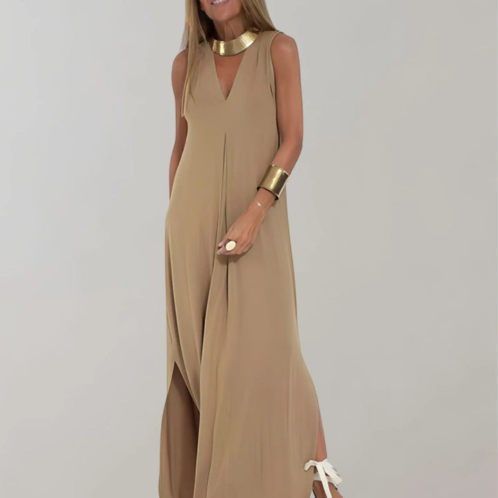 Rochie elegantă cu decolteu în V pentru femei | Maxi