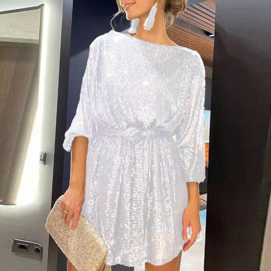 Rochie elegantă de petrecere cu decolteu barcă pentru femei | Mini