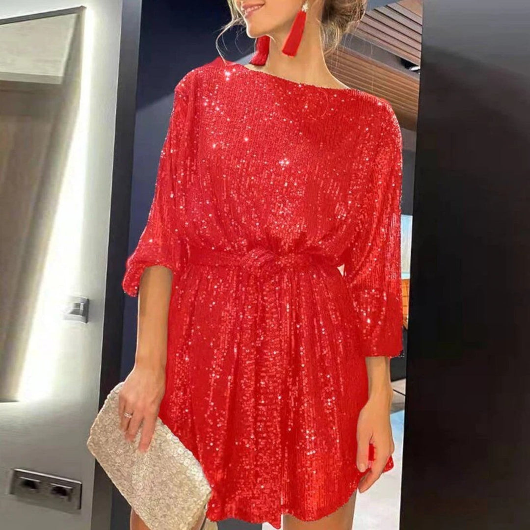 Rochie elegantă de petrecere cu decolteu barcă pentru femei | Mini