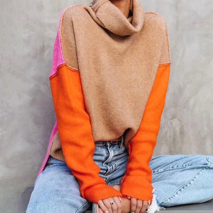Hadley Donna Maglione Collo Alto Colorblock – Pullover Casual Moderno Vestibilità Comoda