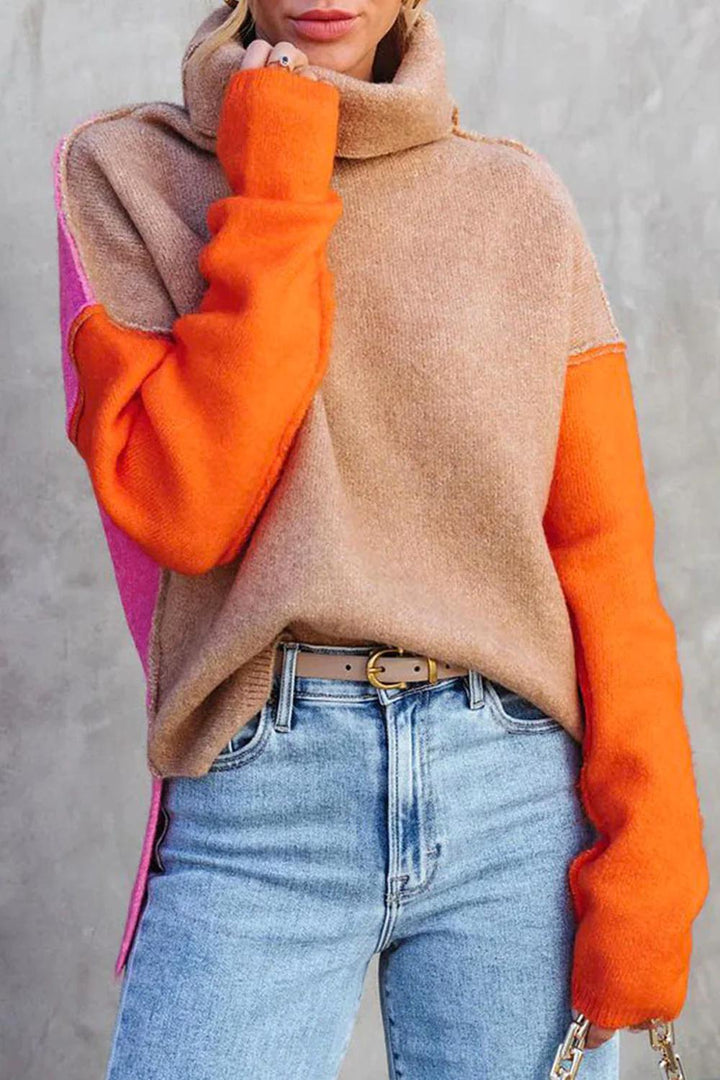 Hadley Donna Maglione Collo Alto Colorblock – Pullover Casual Moderno Vestibilità Comoda