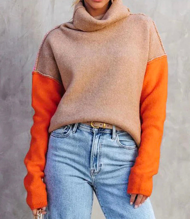 Hadley Donna Maglione Collo Alto Colorblock – Pullover Casual Moderno Vestibilità Comoda