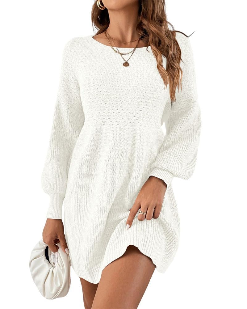 Scottie Vestito Maglia Donna – Maniche a Sbuffo, Vita Alta & Mini A-Line Elegante
