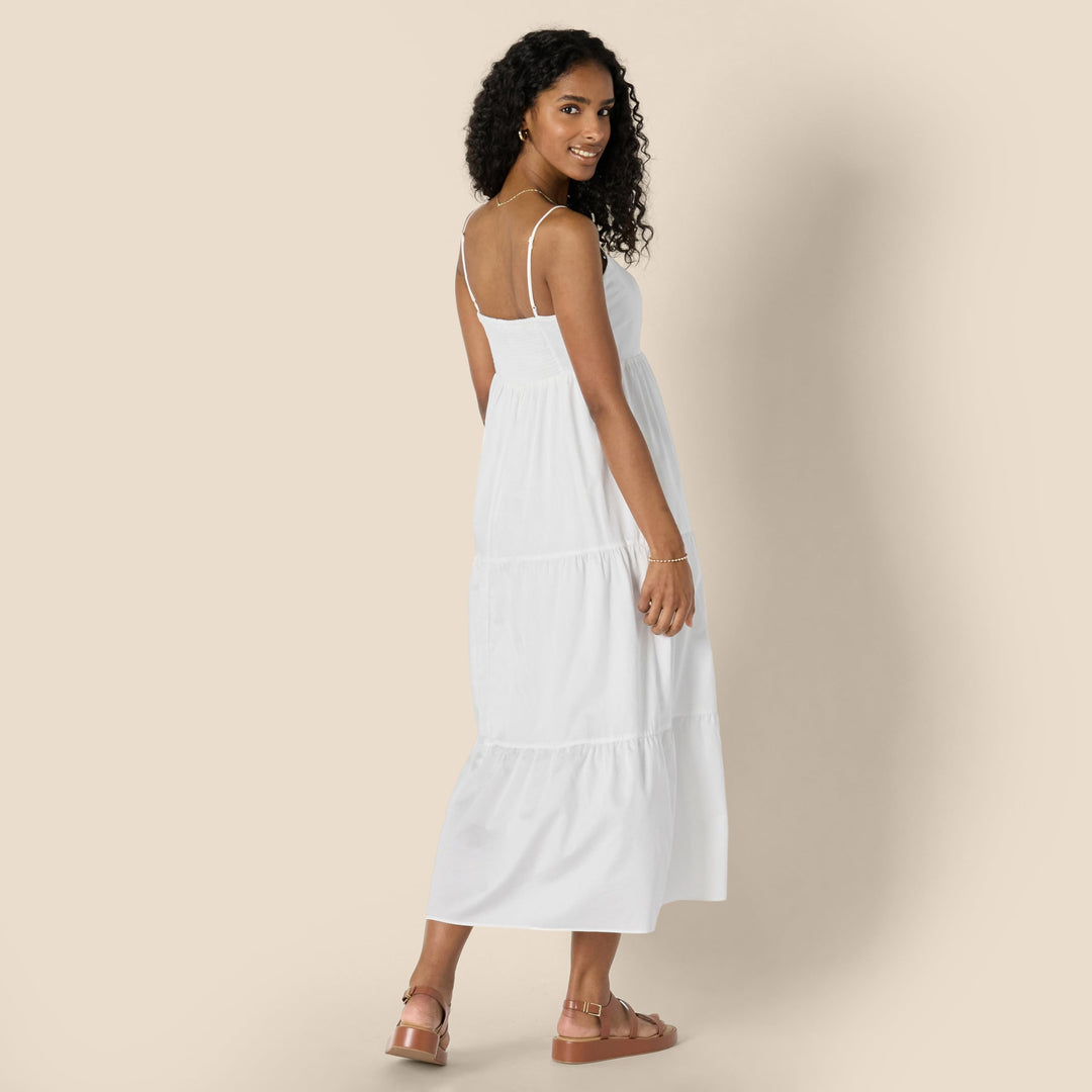 Delyth Maxikleid Damen – V-Ausschnitt, Verstellbare Träger & A-Linie mit Volants