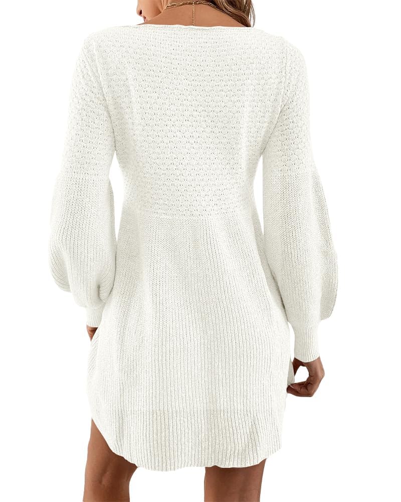 Scottie Vestito Maglia Donna – Maniche a Sbuffo, Vita Alta & Mini A-Line Elegante