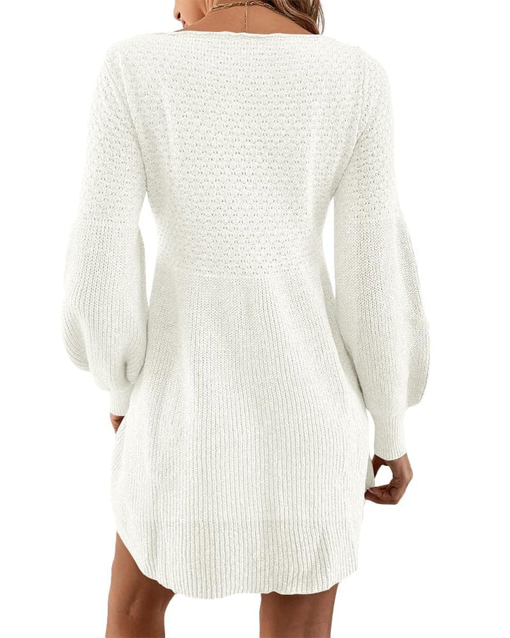 Scottie Vestito Maglia Donna – Maniche a Sbuffo, Vita Alta & Mini A-Line Elegante