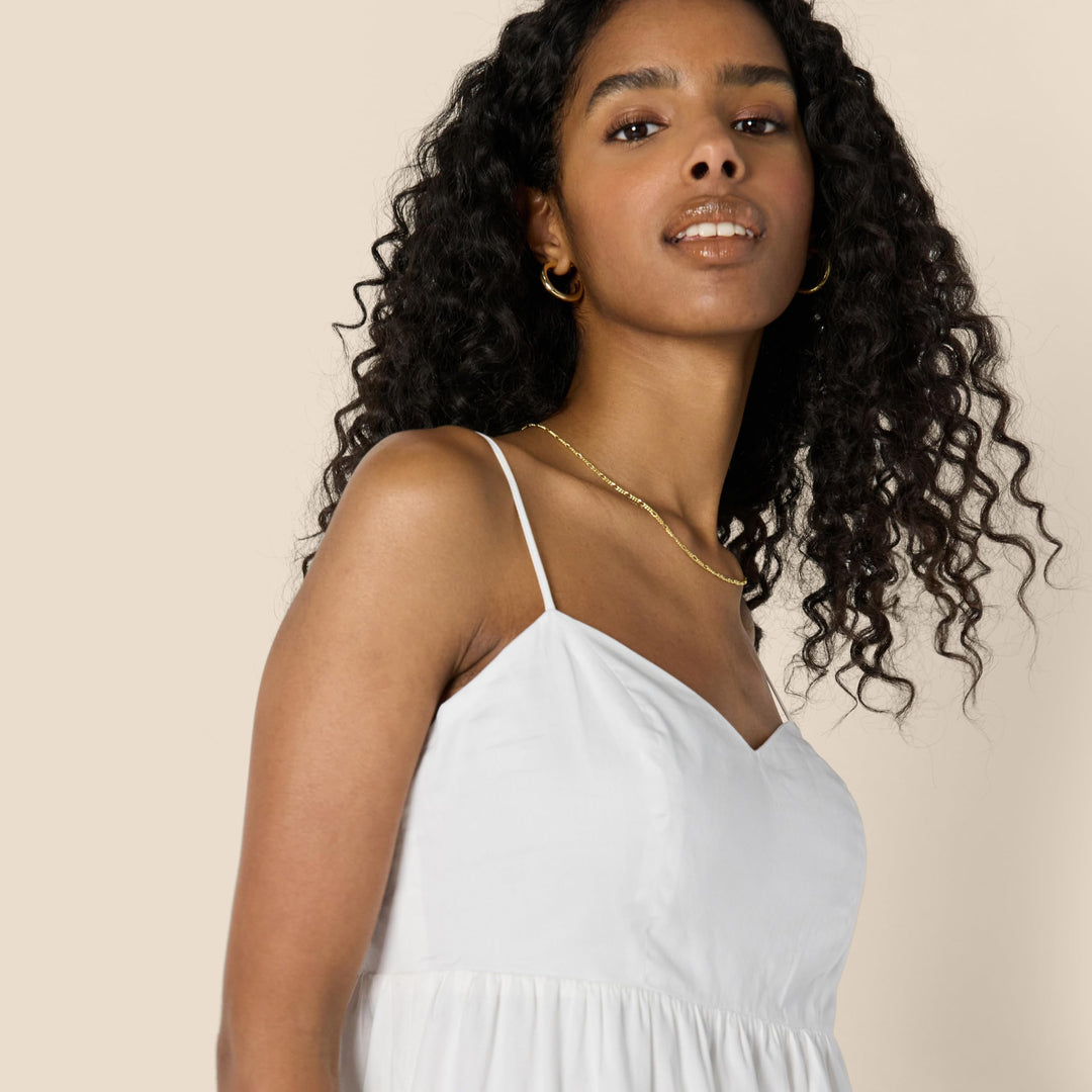 Delyth Maxikleid Damen – V-Ausschnitt, Verstellbare Träger & A-Linie mit Volants