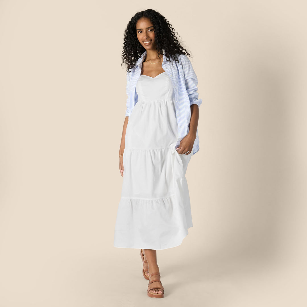 Delyth Maxikleid Damen – V-Ausschnitt, Verstellbare Träger & A-Linie mit Volants