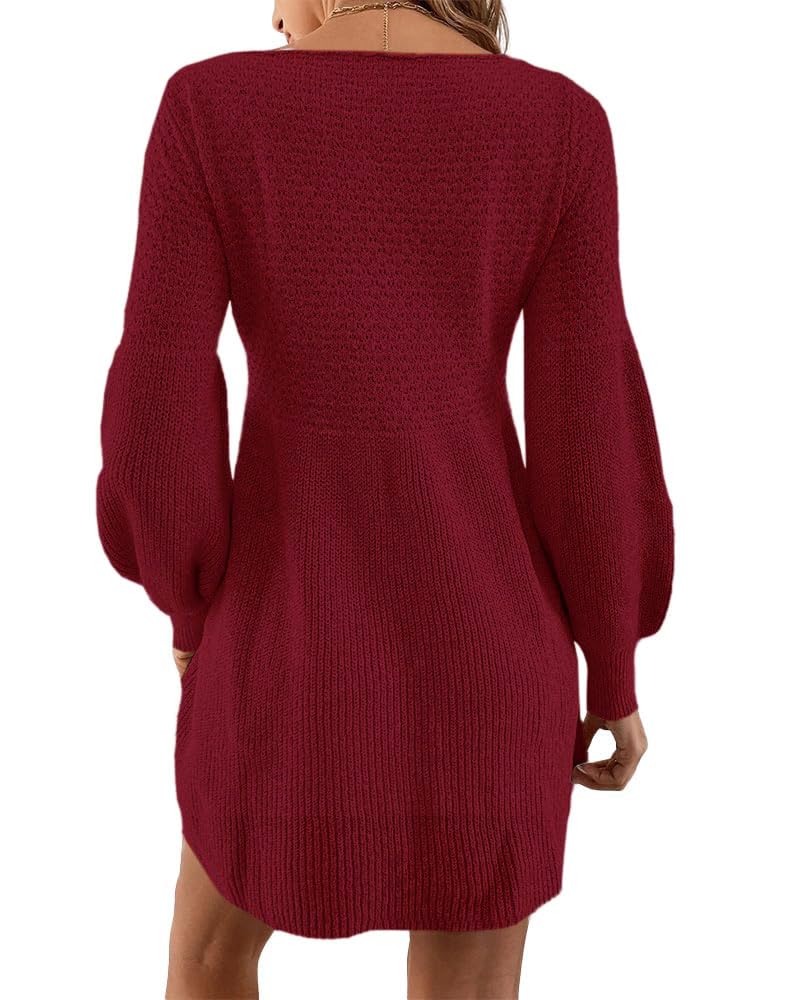 Scottie Vestito Maglia Donna – Maniche a Sbuffo, Vita Alta & Mini A-Line Elegante
