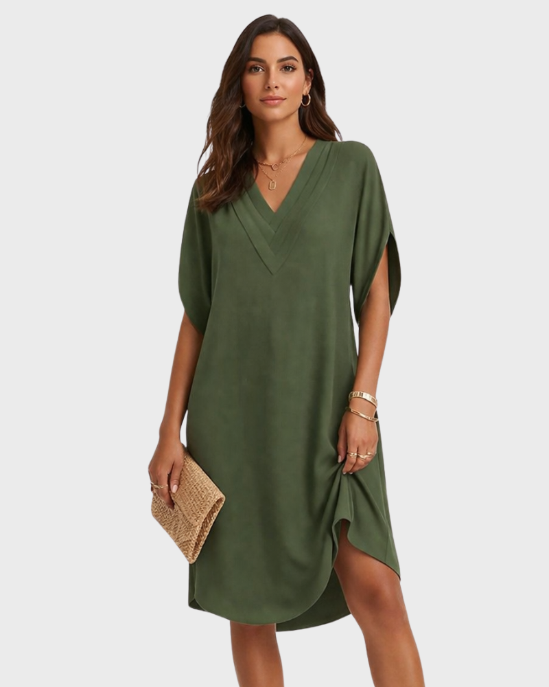Dorina Vestito Estivo Donna – Scollo V, Taglio Fluido & Design Minimal Elegante