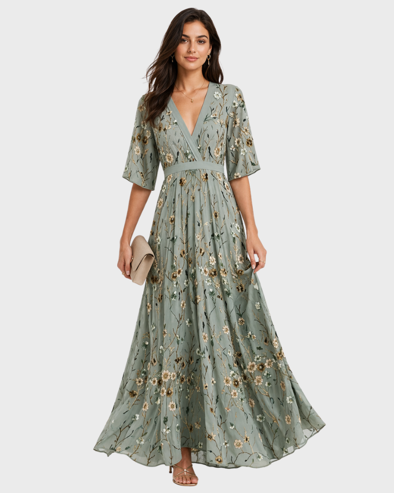 Luna Vestito Estivo Donna – Scollo V, Stampa Floreale & Taglio Fluido Elegante