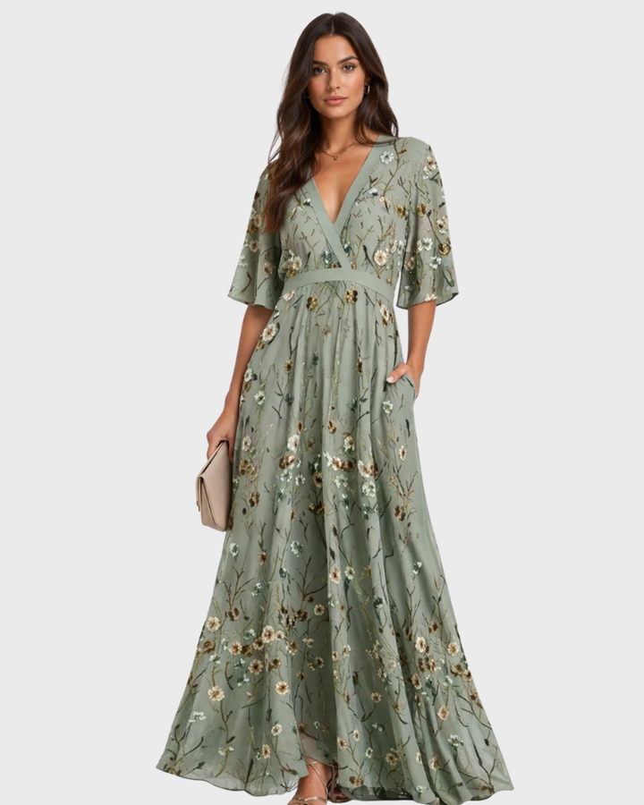Luna Vestito Estivo Donna – Scollo V, Stampa Floreale & Taglio Fluido Elegante