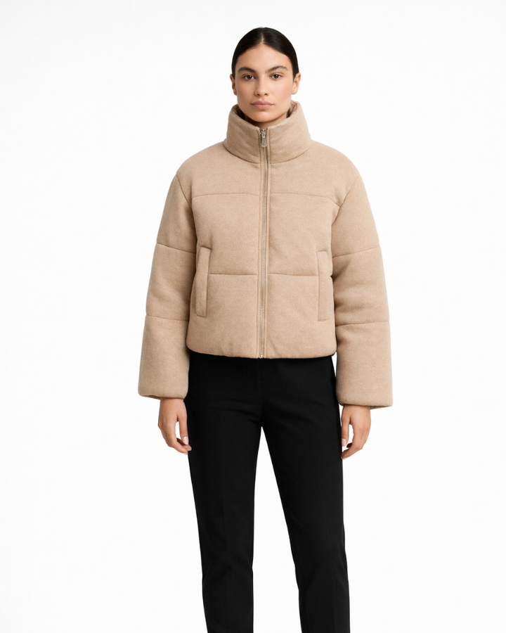 Emmarie Doudoune Femme Courte – Col Montant, Veste Matelassée Hivernale, Style Urbain