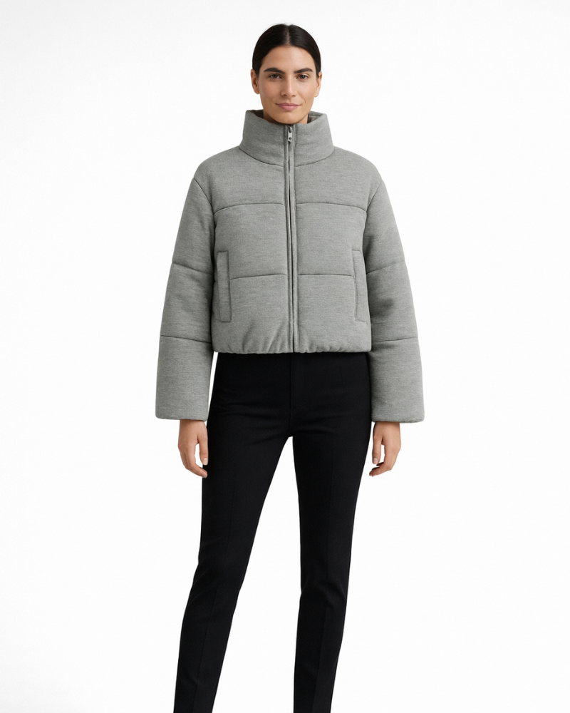 Emmarie Doudoune Femme Courte – Col Montant, Veste Matelassée Hivernale, Style Urbain