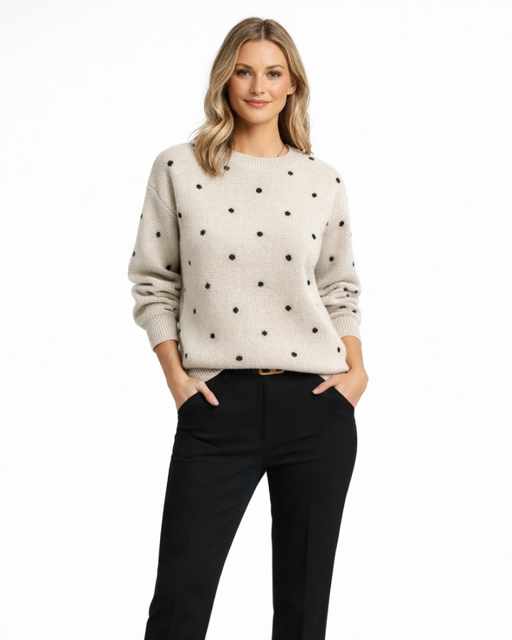 Janna Maglione Donna Pois – Mâneci Lungi, Croială Lejeră, Pulover Casual