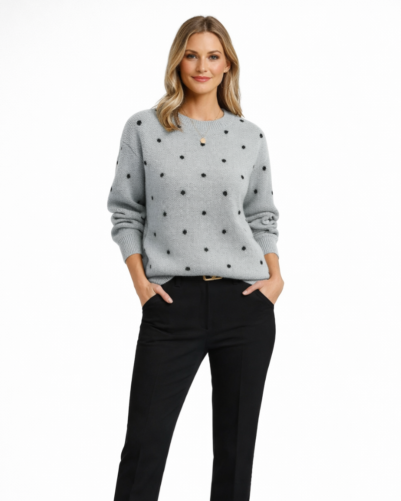 Janna Maglione Donna Pois – Mâneci Lungi, Croială Lejeră, Pulover Casual