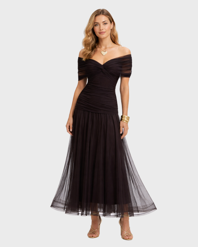 Dámské maxi šaty Dina Abito Boho elegantní – šaty s překříženým výstřihem a plisovanou sukní