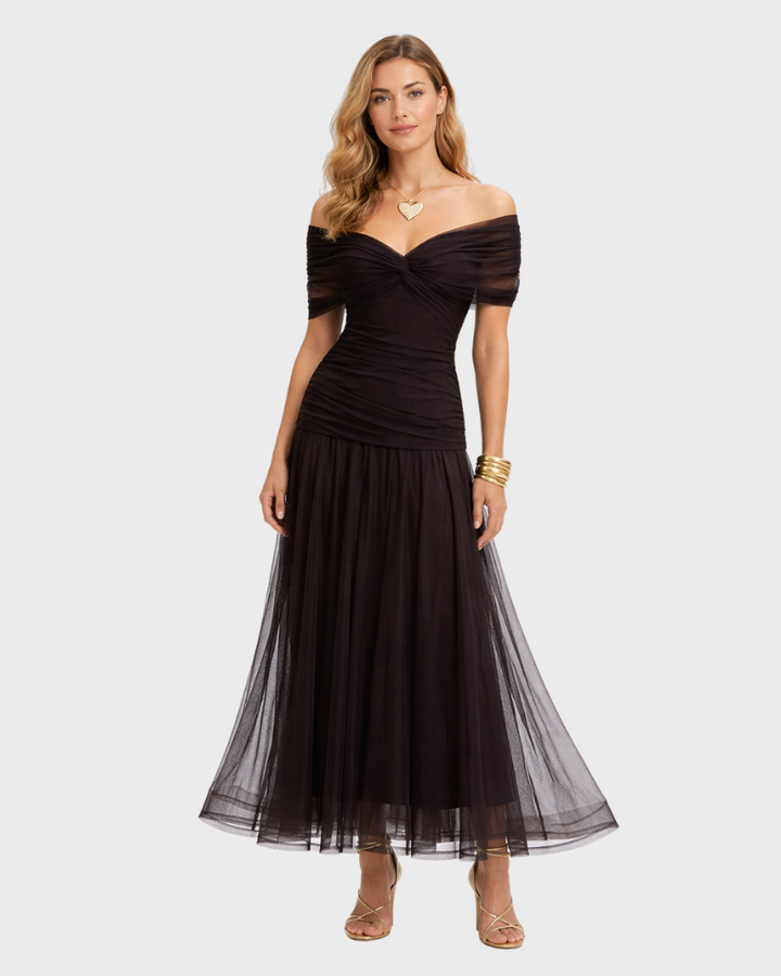 Dámské maxi šaty Dina Abito Boho elegantní – šaty s překříženým výstřihem a plisovanou sukní
