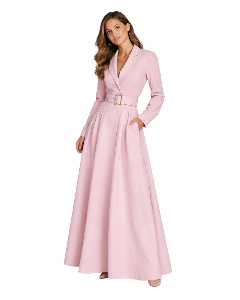 Livia Abito Donna Blazer Midi – Elegancka sukienka z kopertowym dekoltem i plisowaną spódnicą