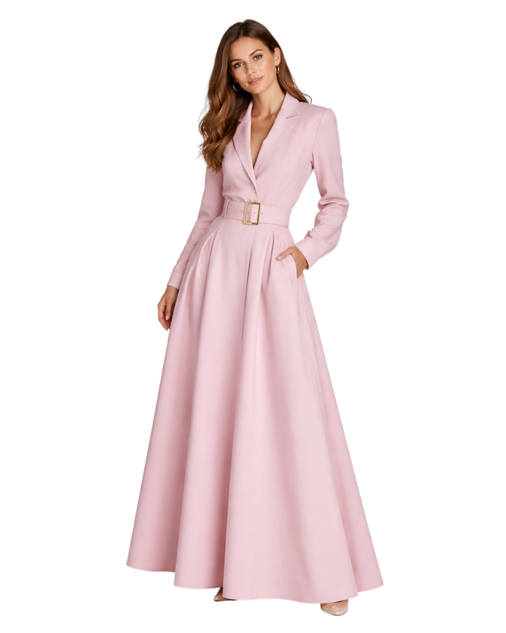 Livia Abito Donna Blazer Midi – Elegancka sukienka z kopertowym dekoltem i plisowaną spódnicą