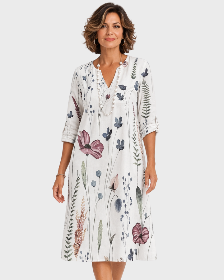 Ledwig Vestito Tunica Donna – Stampa Floreale, Taglio A-Line & Design Fluido Elegante