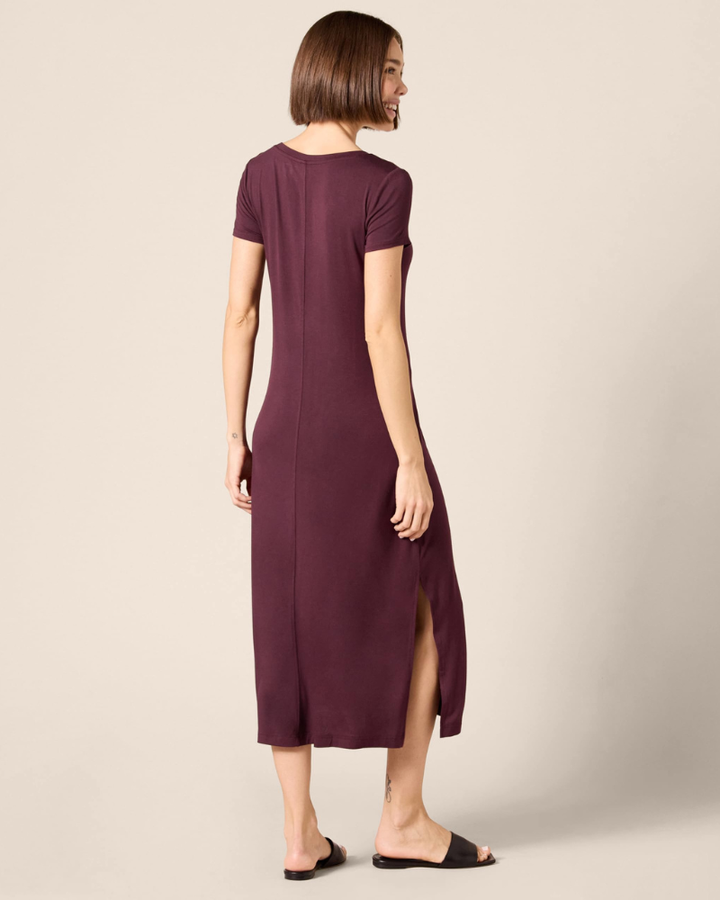Sofia Vestito Midi Donna – Jersey Viscosa, Scollo a V & T-Shirt Dress con Spacchi