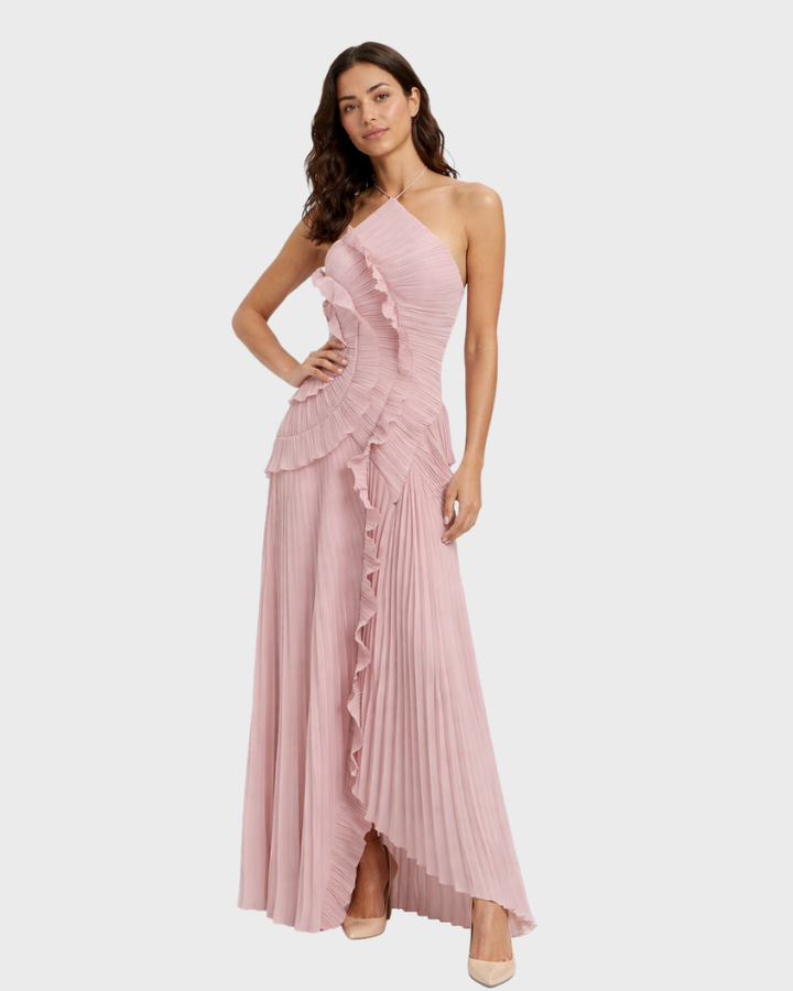 Alice Abito Donna Lungo Plissé Halter – Vestito Elegante Senza Spalline Fluido
