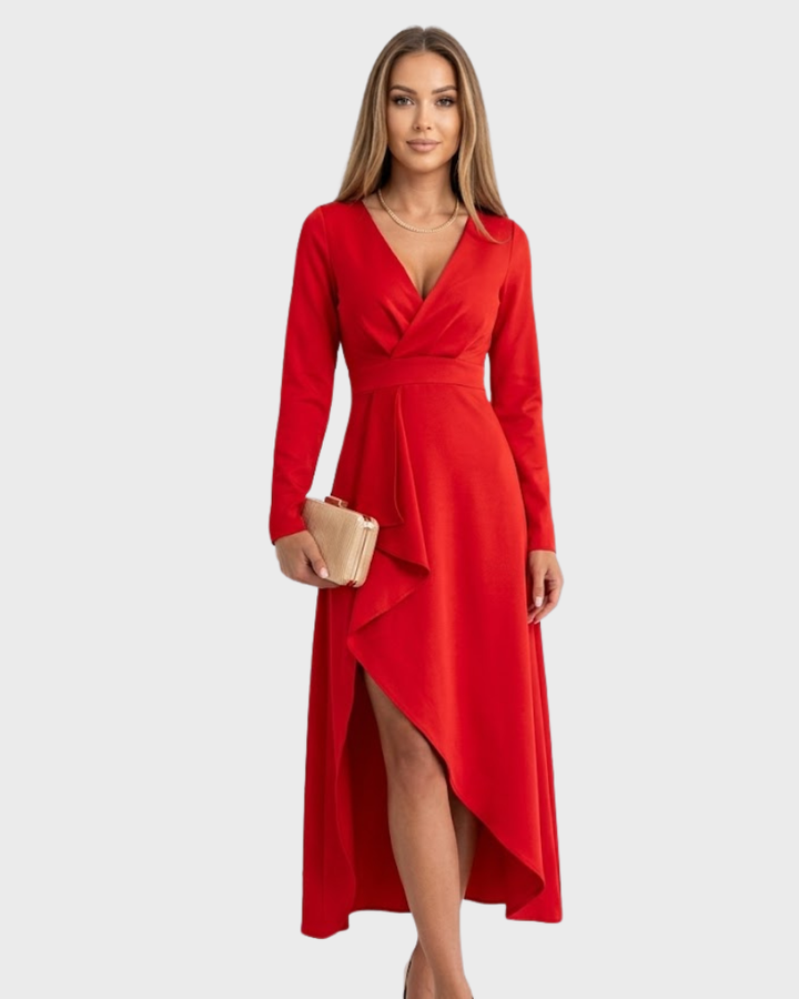 Nélida Abito Donna Midi Elegante – Vestito Incrociato con Scollo a V e Orlo Asimmetrico