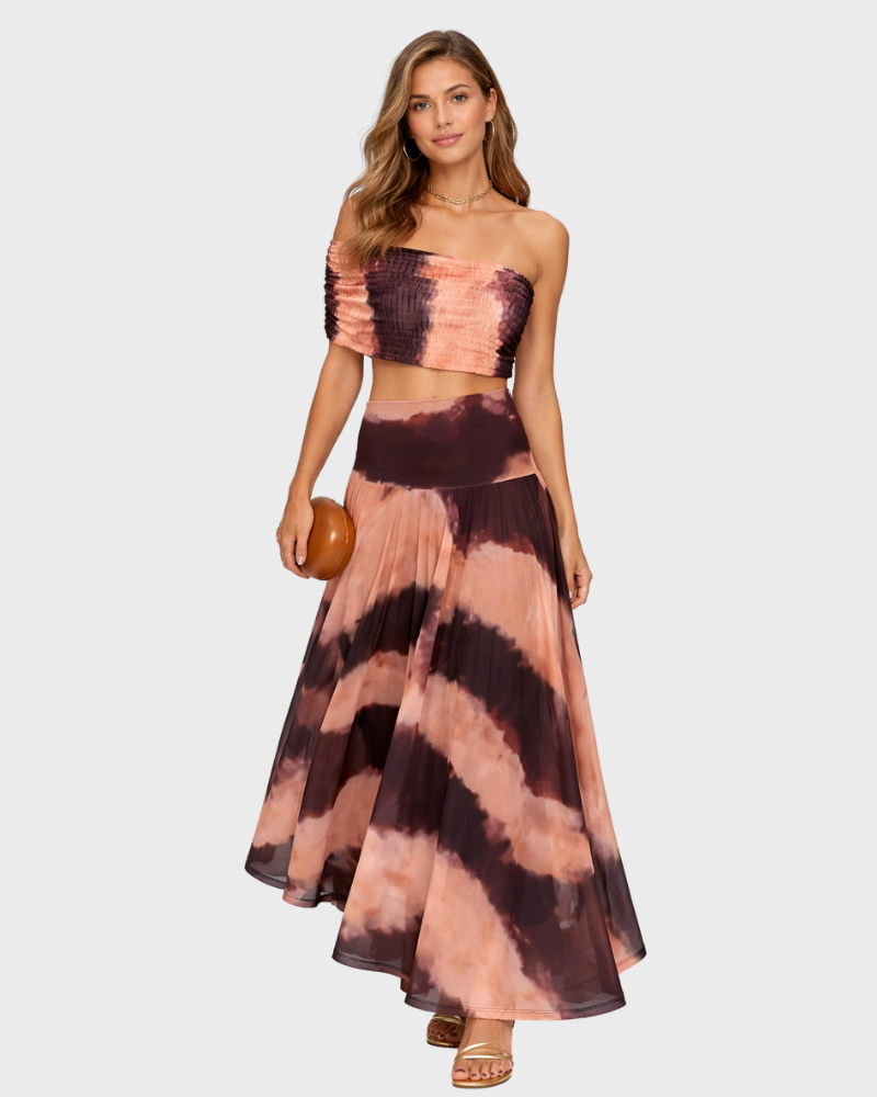 Doreen Robe Maxi Femme Une Épaule Florale – Robe Élégante en Mesh Taille Haute
